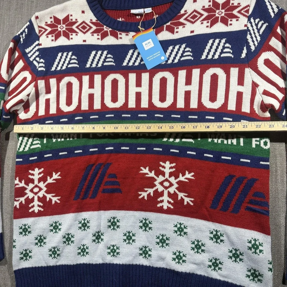 ALDI Gear Sweater Mens Large Multicolor HOHOHO Ugly Christmas Holiday Pullover
